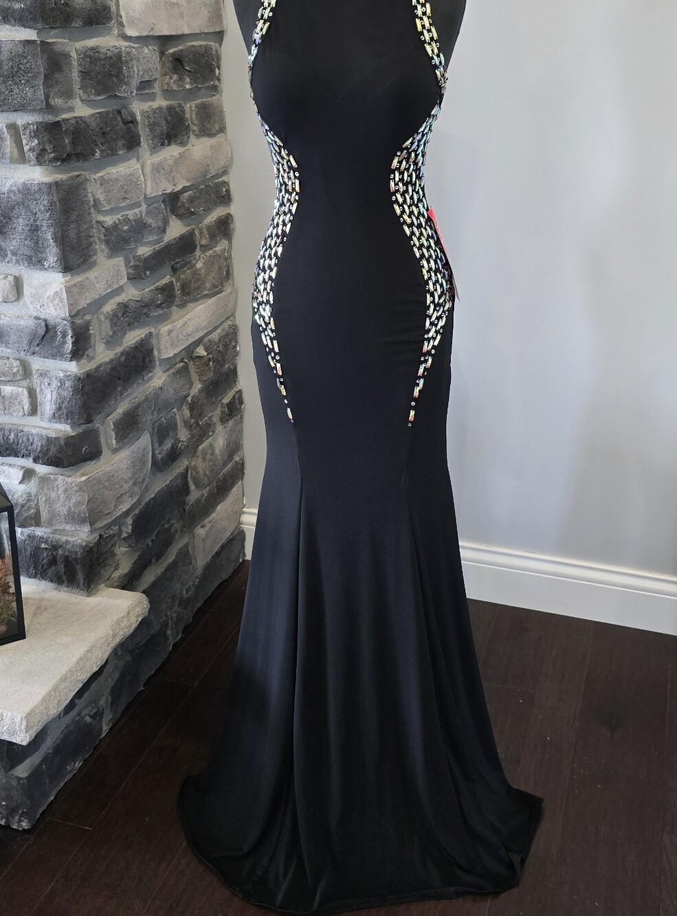 Elegant Black Prom Gown with Embellishments